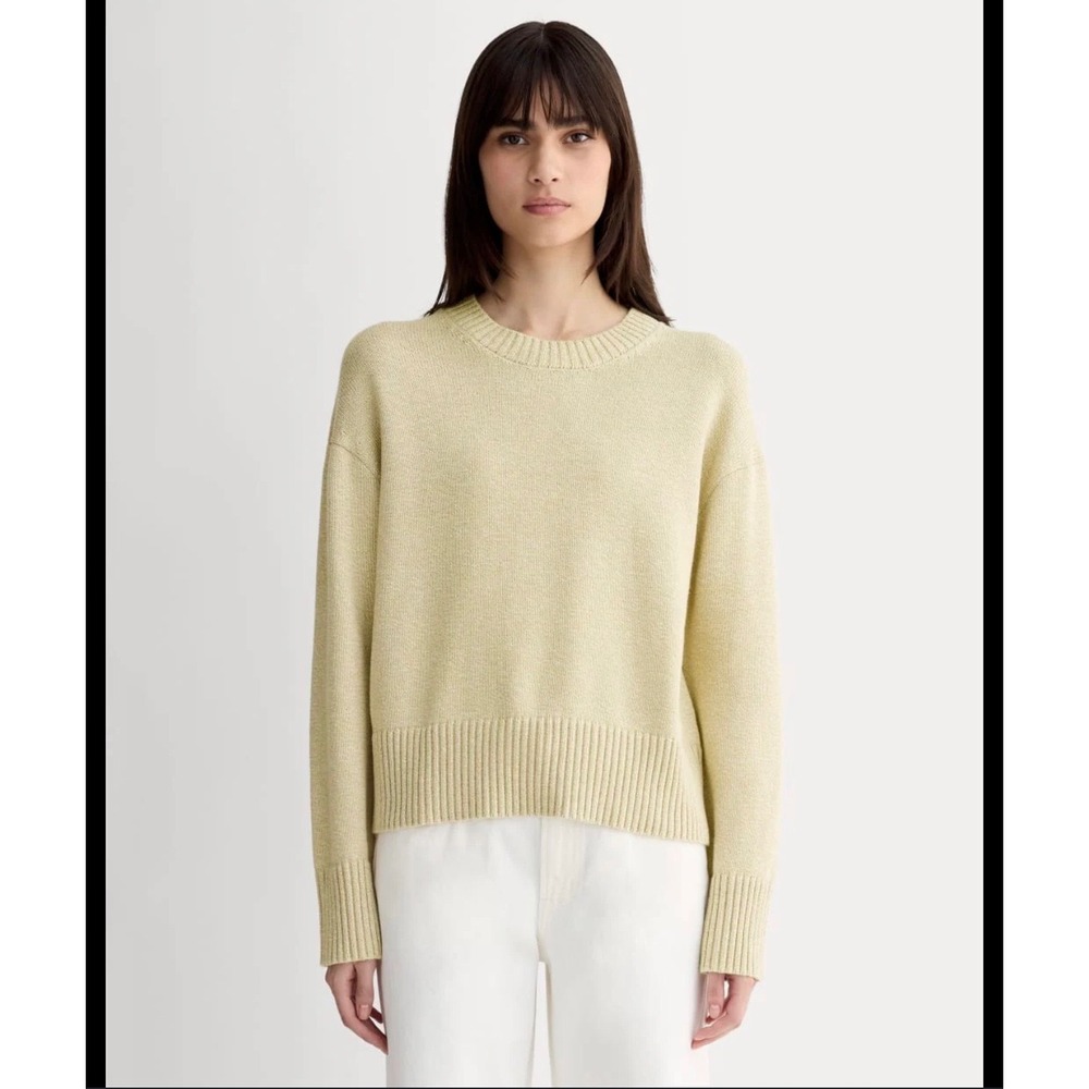 Everlane Sweater Womens XS Yellow Excellent Organic Cotton Crewneck Boxy Knit